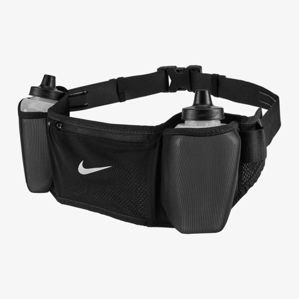 Сумка на пояс з пляшкою NIKE FLEX STRIDE DBL BOTTLE BELT 24 OZ BLACK/BLACK/SILVER OSFM