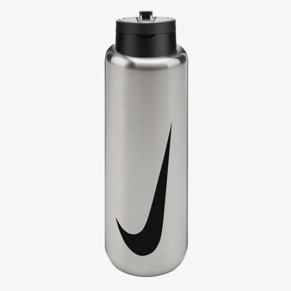 Пляшка NIKE SS RECHARGE STRAW BOTTLE 32 OZ RFSH BRUSHED STAINLESS STEEL/BLACK/BLACK 32OZ