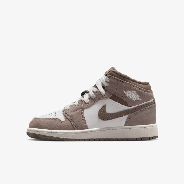 Детские кроссовки AIR JORDAN 1 MID ENIGMA STONE / SUMMIT WHITE (GS)