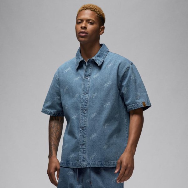 Мужская рубашка JORDAN M J FLT HRTG DENIM AOP TOP