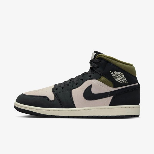Мужские кроссовки AIR JORDAN 1 MID SE MEDIUM OLIVE / SAIL