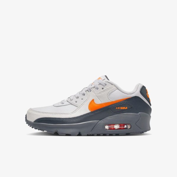 Детские кроссовки NIKE AIR MAX 90 SE VAST GREY / SAFETY ORANGE (GS)