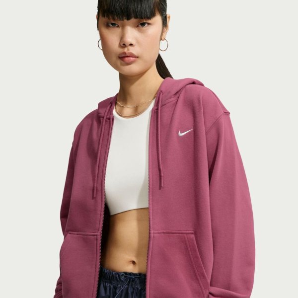 Жіноча толстовка NIKE STUDIO FLEECE LIGHTWEIGHT STANDARD FULL-ZIP HOODIE