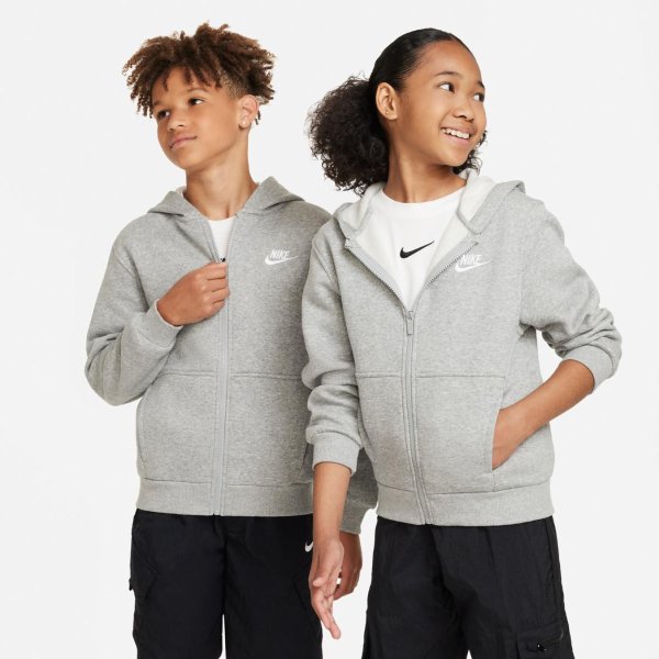 Дитяча толстовка NIKE SPORTSWEAR CLUB FLEECE FULL-ZIP HOODIE «Dark Grey Heather»