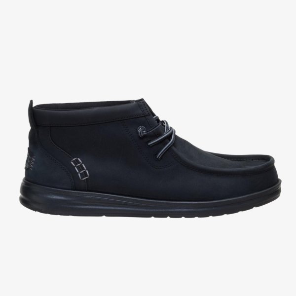 Чоловічі мокасини HEYDUDE WALLY MID GRIPR LEATHER BLK/BLK