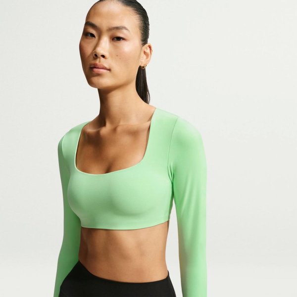 Жіночий спортивний бра-топ NIKE ZENVY LIGHT-SUPPORT PADDED LONG-SLEEVE SPORTS BRA
