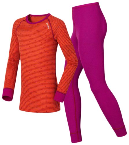 Термобелье   Odlo Set shirt l/pantlong WARM KID pink-orange