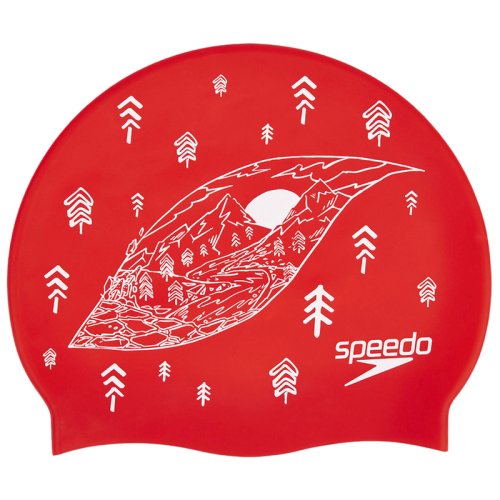 Шапочка для плавания Speedo SLOGAN PRT CAP AU RED/WHITE