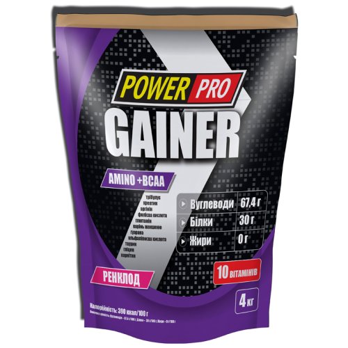 Гейнер PowerPro Gainer, 4 кг - ренклод (слива)