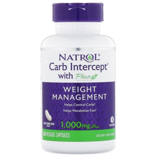 Добавка для здоровья и долголетия Natrol Carb Intercept Phase2 - 60 капс блокатор углеводов