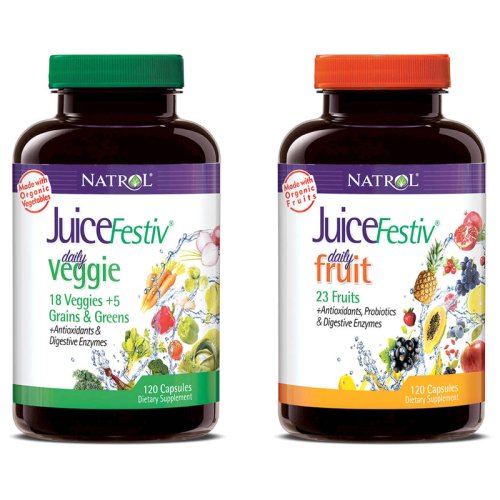 Добавка для здоровья и долголетия Natrol JuiceFestiv - 120 капс - дневной рацион фруктов и овощей