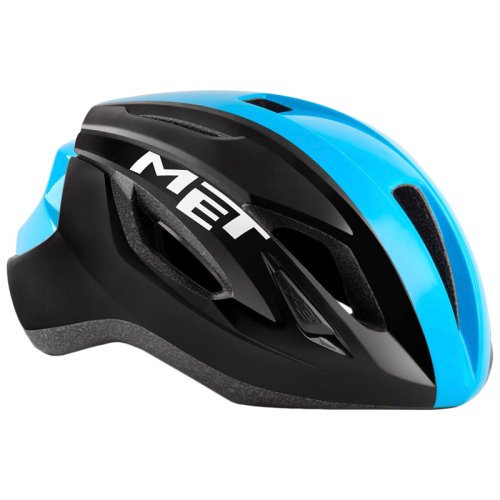 Шлем Met STRALE Black/Cyan Panel (глянец) M 56-58