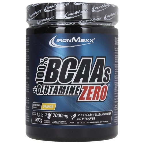 Аминокислота IronMaxx 100% BCAAs + Glutamine Zero - 500 г (банка) - Персик