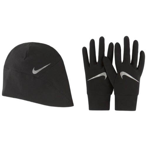 Набор (шапка + перчатки) NIKE MENS ESSENTIAL RUNNING HAT AND GLOVE SET BLACK/BLACK/SILVER L/XL