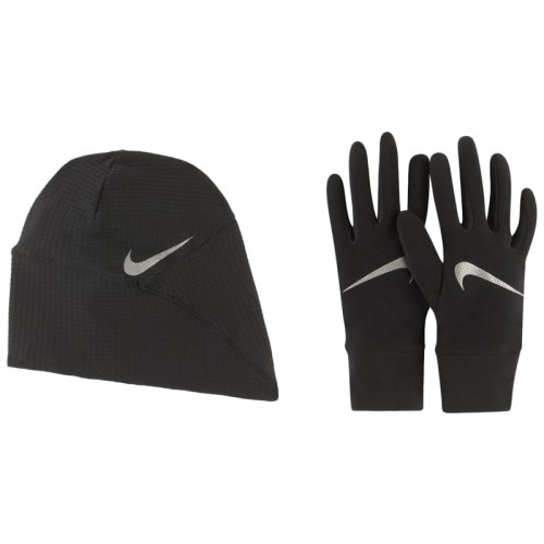 Набор (шапка + перчатки) NIKE WOMENS ESSENTIAL RUNNING HAT AND GLOVE SET BLACK/BLACK/SILVER XS/S