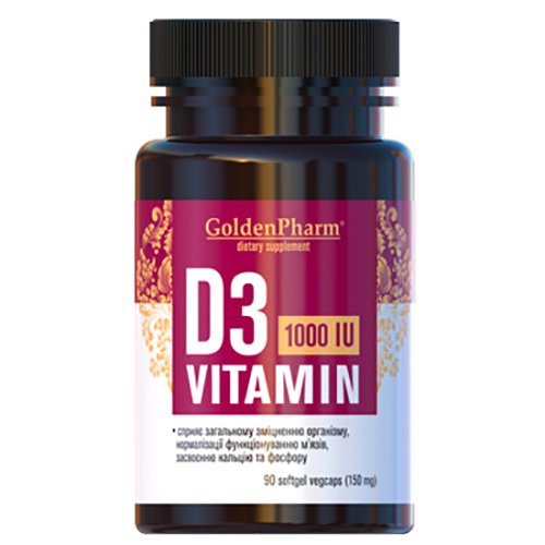 Витамины Golden Pharm D3 1000 МЕ 150 мг - 90 капс