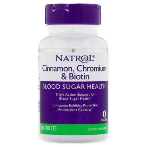 Добавки для здоровья  Natrol Cinnamon, Chromium & Biotin - 60 таб