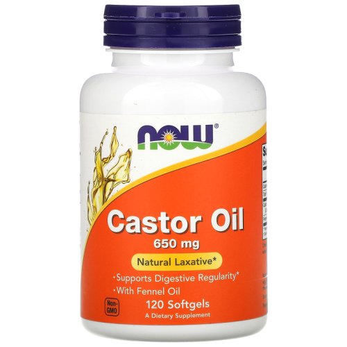 Витамины NOW Castor Oil 650 мг - 120 софт гель