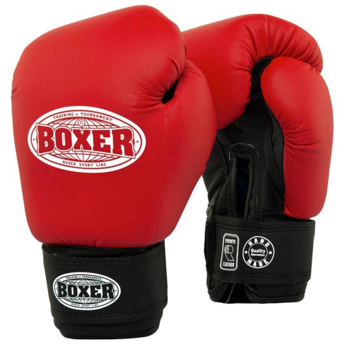 Перчатки боксерские BOXER 10 oz кожа 0,8 -1 мм красные