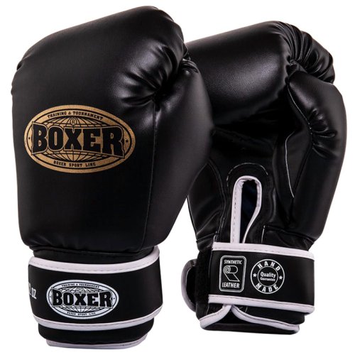 Рукавички боксерські BOXER "Еліт" 12 oz шкірвініл 0,6 мм чорні