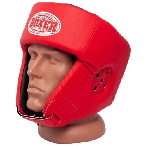 Шлем Боксерский BOXER L кожвинил 0,6 мм красный