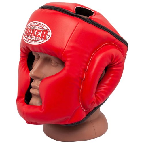 Шолом тренувальний карате BOXER Еліт L шкіра 1,0-1,2 мм червоний