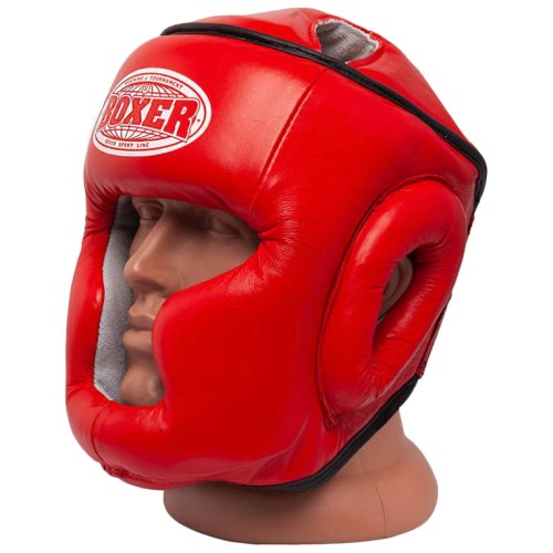 Шлем тренировочный каратэ BOXER Элит L кожвинил 0,8 мм красный