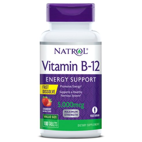 Добавки для здоровье и долголетие Natrol Vitamin B-12 5000mcg F/D Straw - 100 таб