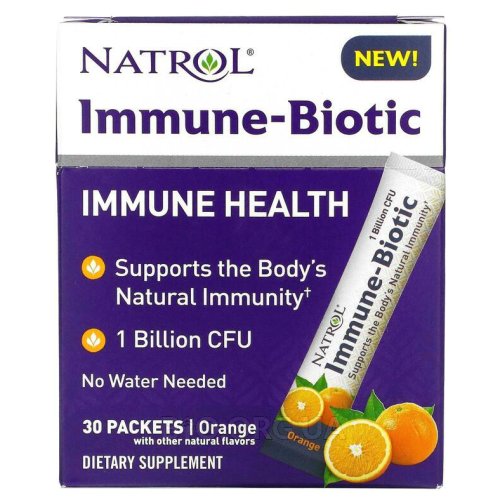 Добавки для здоров'я і довголіття Natrol Immune-Biotic - апельсин - 30 пак