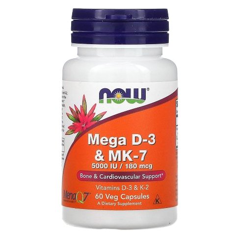 Витамины NOW Mega D-3 & MK-7 - 60 веган капс