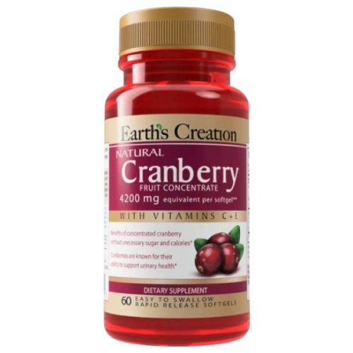 Добавка для иммунитета  Earth‘s Creation Cranberry 4200mg(Fruit Concentrate) - 60 софт гель