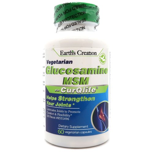 Препарат для суставов и связок  Earth‘s Creation Vegetarian Glucosamine, MSM - 60 капс