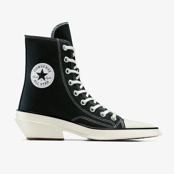 Женские кеды CONVERSE CHUCK 70 DE LUXE POINTED HI BLACK / WHITE