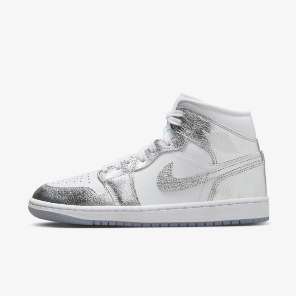 Жіночі кросівки WMNS AIR JORDAN 1 MID SE METALLIC SILVER