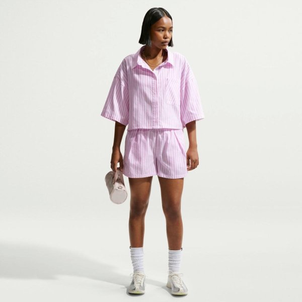 Женская рубашка NIKE W NSW OFFLN WVN PPLN STRP SS