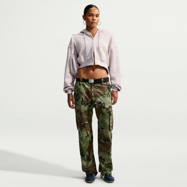 Жіноча толстовка NIKE W NK STUDIO FLEECE MEDIUM WEIGHT OVERSIZED CROPPED FULL-ZIP HOODIE «Cream»