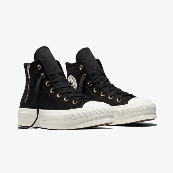 Жіночі кеди CONVERSE CHUCK TAYLOR ALL STAR LIFT HI CLASSIC SIDE ZIP BLACK / WHITE