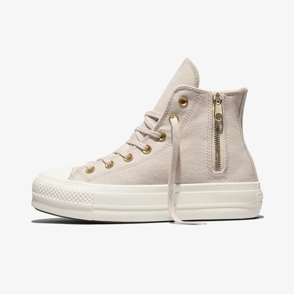 Женские кеды CONVERSE CHUCK TAYLOR ALL STAR LIFT HI CLASSIC SIDE ZIP BEIGE / OFF-WHITE