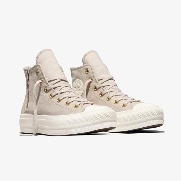 Женские кеды CONVERSE CHUCK TAYLOR ALL STAR LIFT HI CLASSIC SIDE ZIP BEIGE / OFF-WHITE