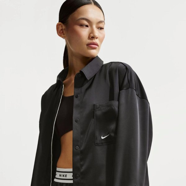 Женская рубашка с длинным рукавом NIKE SPORTSWEAR OFFLINE WOVEN SATIN LS TOP