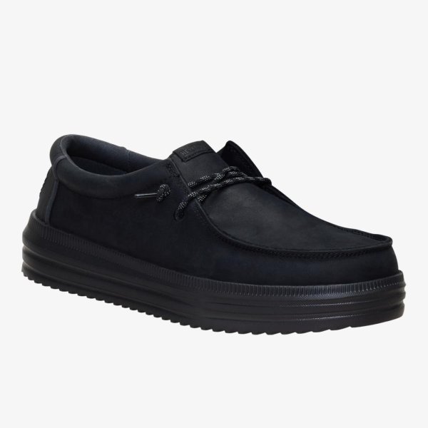 Мужские клоги HEYDUDE REV TUMBLED LEATHER BLK/BLK