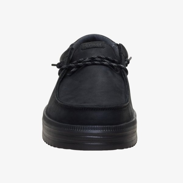 Мужские клоги HEYDUDE REV TUMBLED LEATHER BLK/BLK