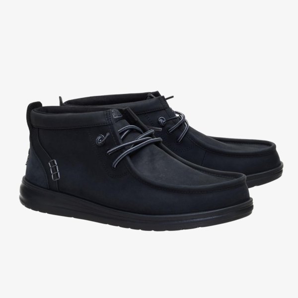 Чоловічі мокасини HEYDUDE WALLY MID GRIPR LEATHER BLK/BLK