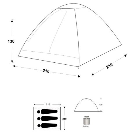 Палатка KingCamp Monodome 3(KT3010) Green