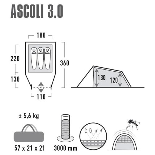 Палатка High Peak Ascoli 3.0 Nimbus Grey