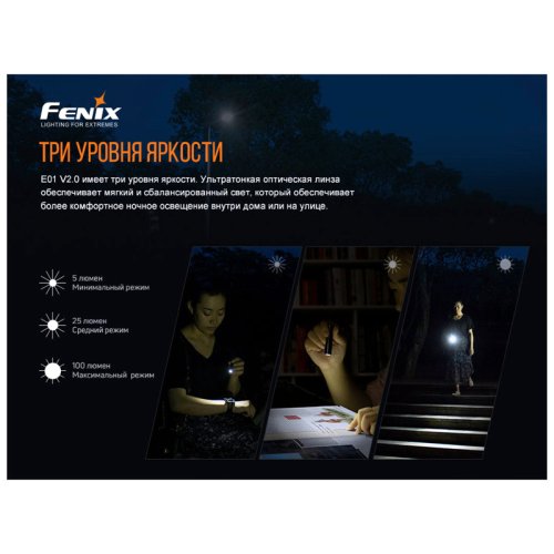 Фонарь Fenix E01 V2.0 блакитний