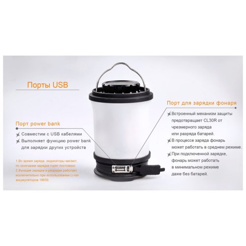 Фонарь кемпинговыйFenix CL30R сірий
