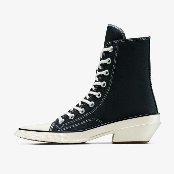 Женские кеды CONVERSE CHUCK 70 DE LUXE POINTED HI BLACK / WHITE
